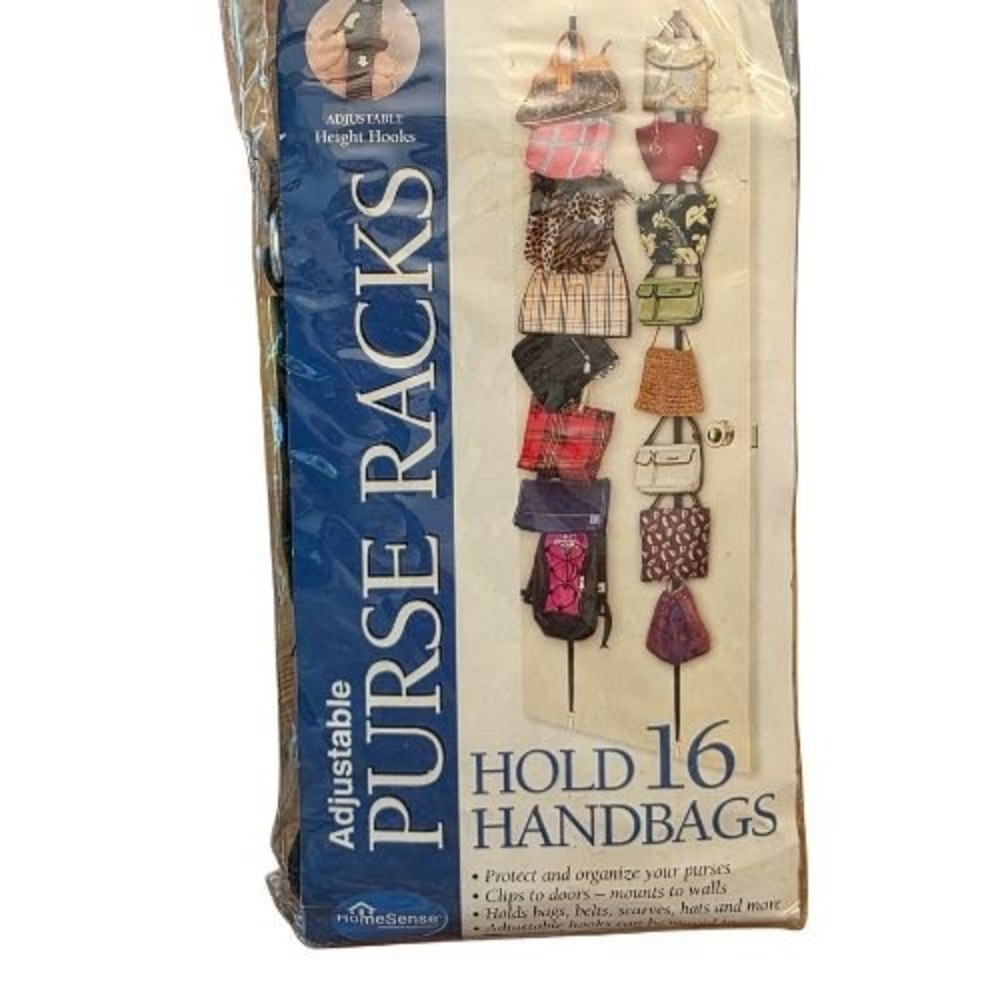 HomeSense Adjustable Purse Racks Over Door Wall Mount Holds 16 Handbags
